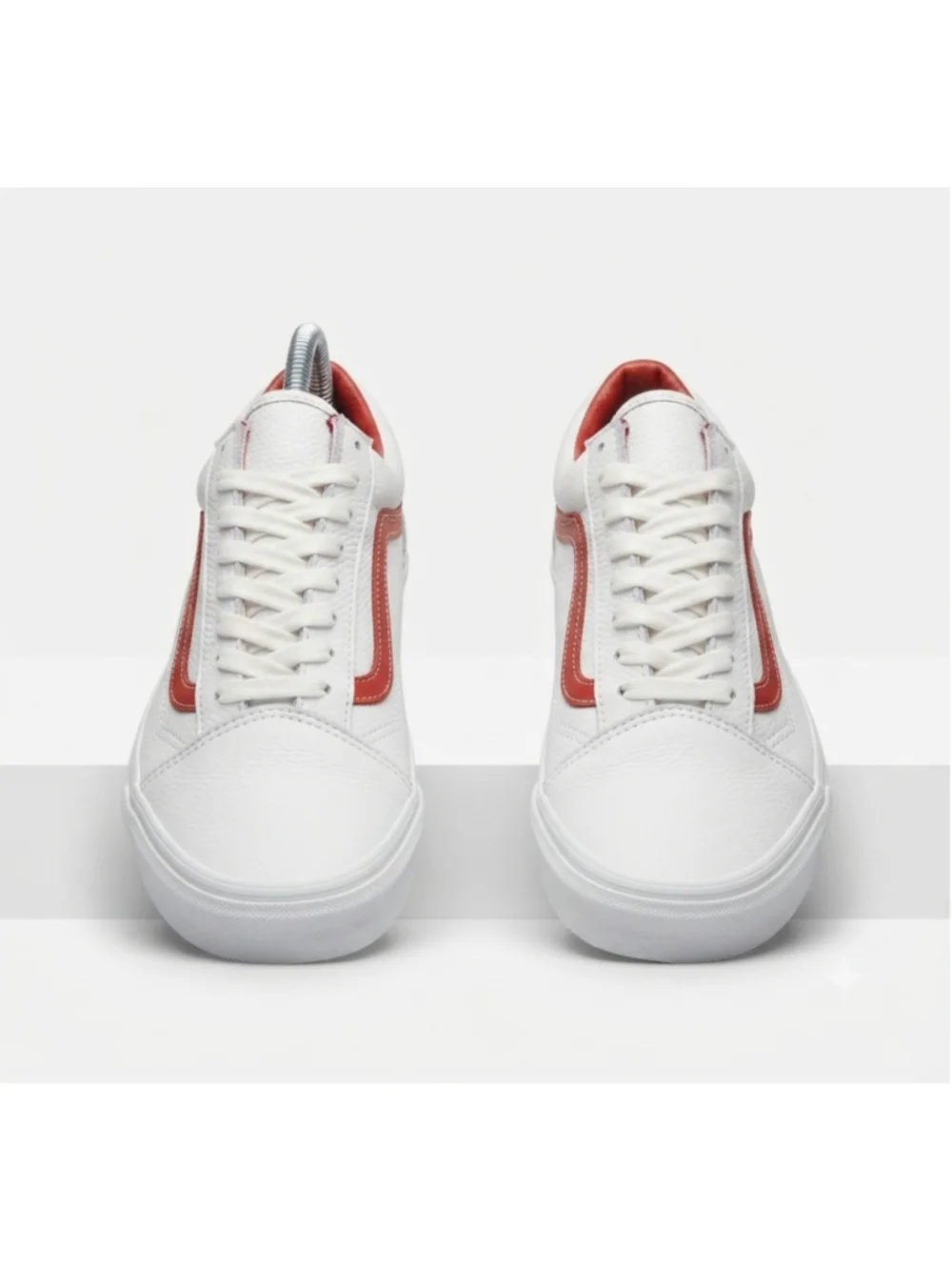 Vans Old Skool Vintage Leather Blanc De Blanc White/ Red Cream Mens Size 11